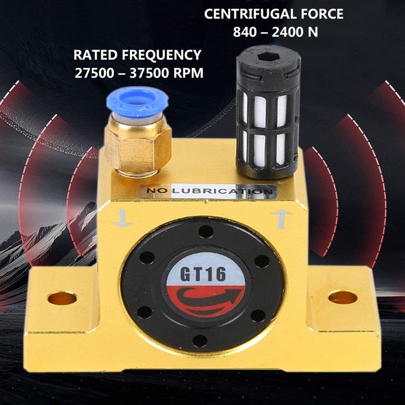 AFUXING Industrial Turbine Vibrators GT16, G 1/4" Slient Pneumatic Turbine Vibrators, Golden Industrial Vibrator Free Muffler - Image 5